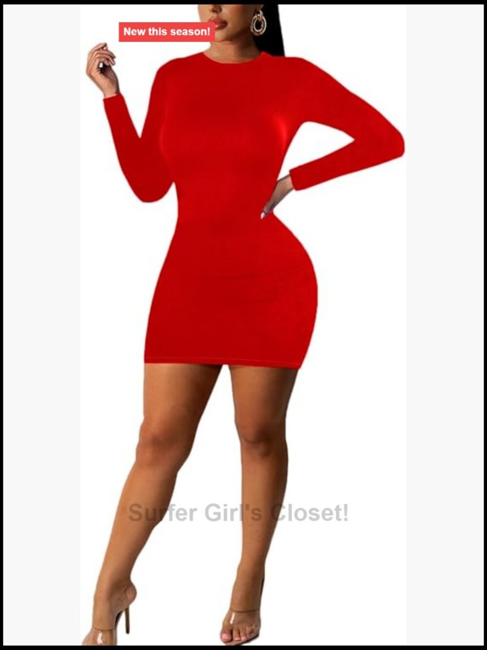 Women's Long Sleeve Bodycon Dress - Tight Fitted Mini Club Party Dress